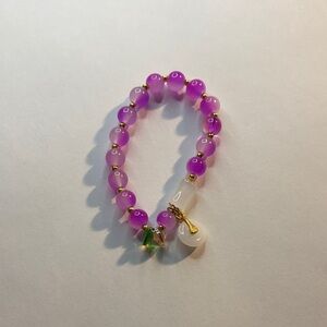 Purple and White Beaded Bracelet
